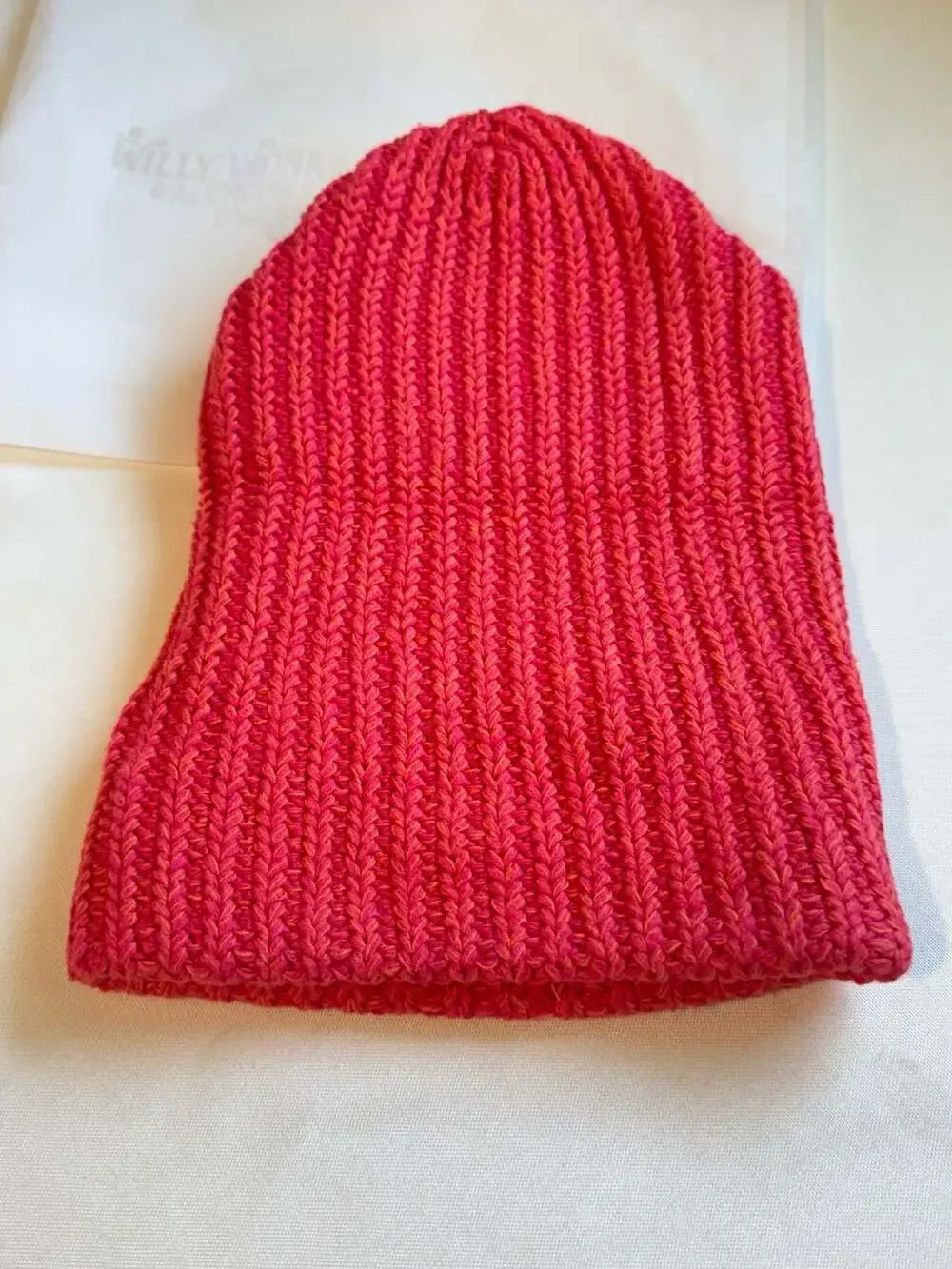 Slouchy Red Knit Beanie Hat Streetwear Y2K Cozy Winter Unisex NWT Wonka Bars